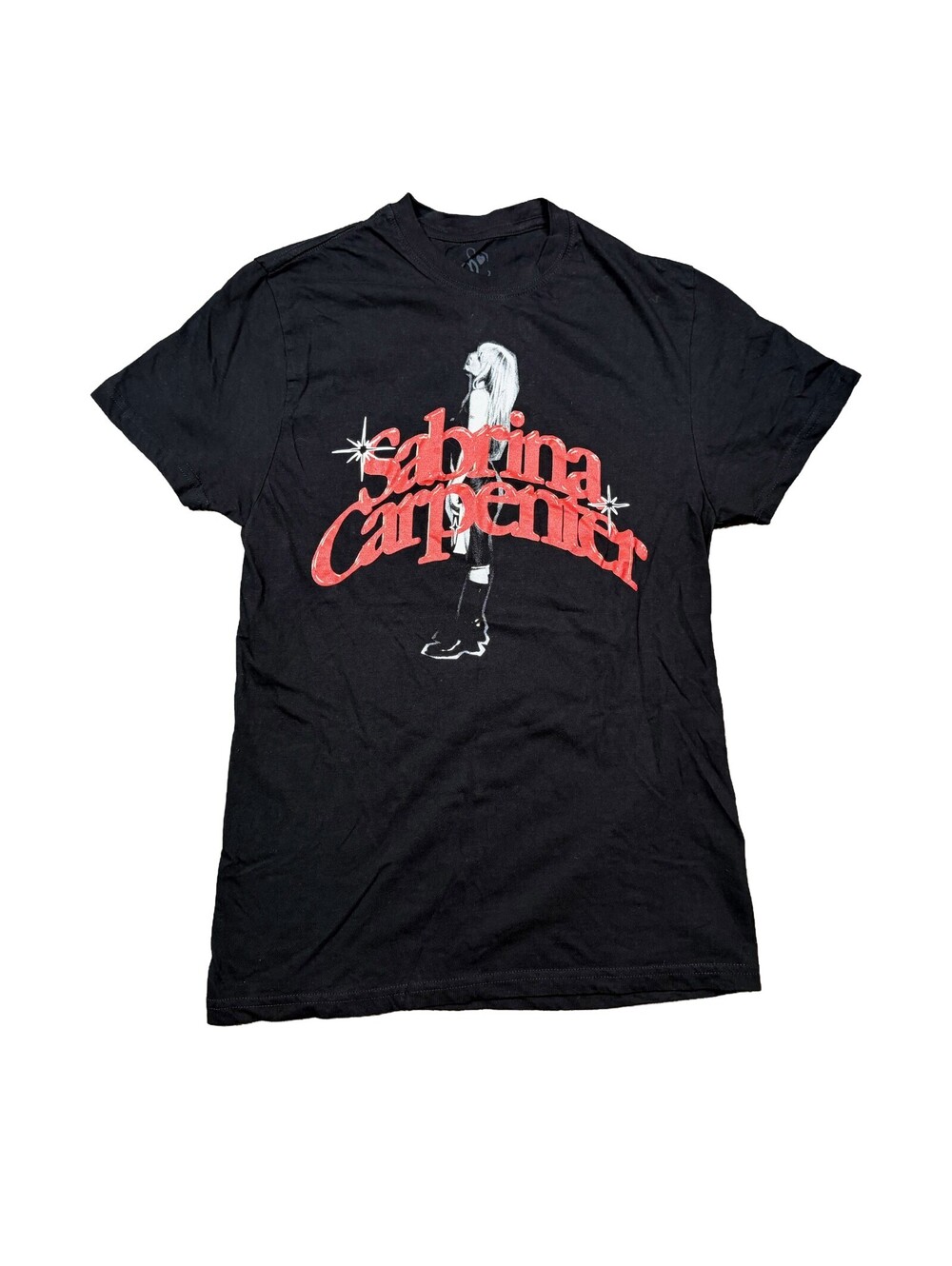 Sabrina Carpenter Official Merch Womens Large Black Graphic T-Shirt Pop Music